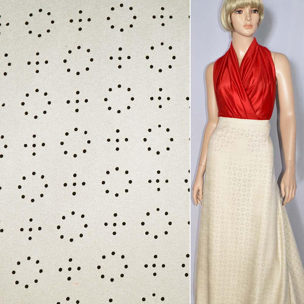 Замша штучна з перфорацією кола бежева світла ш.150