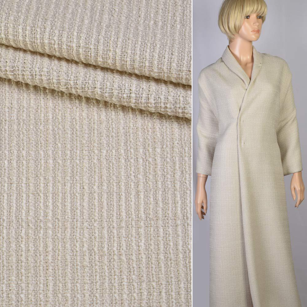 Рогожка букле напіввовна молочна велике плетіння ш.150