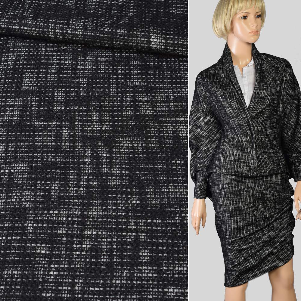 Рогожка костюмна біло-чорна, ш.150