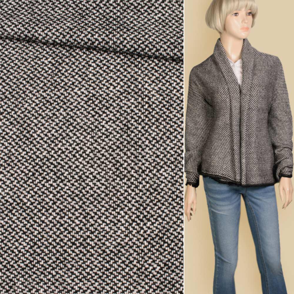 Рогожка пальтова чорно-біла, ш.152