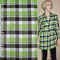 Фланель сорочкова в салатово-білу + чорну клітинку ш.148