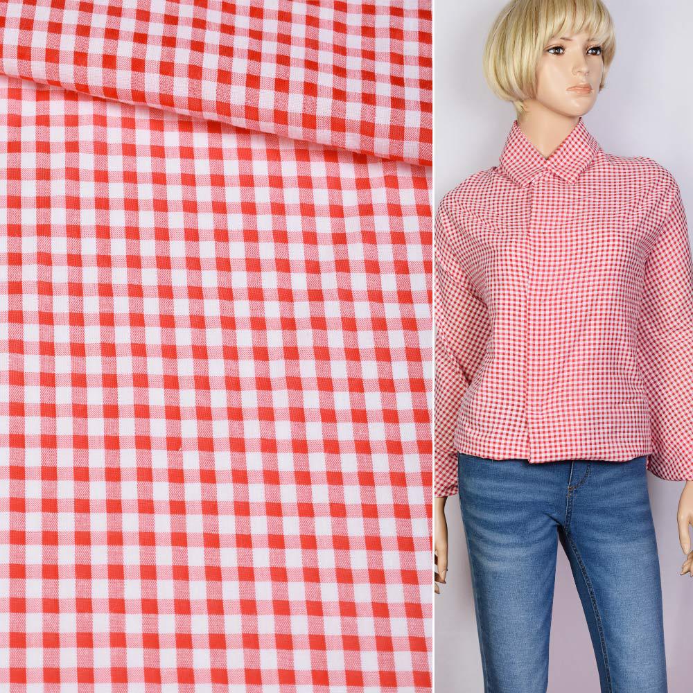 Віскоза з органзю біла в червону клітку 4мм ш.150