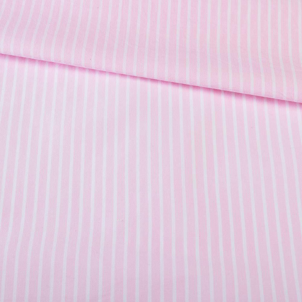 Поплін сорочковий рожевий в білу смугу 5 * 1 мм ш.145
