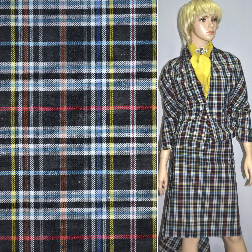 Шотландка чорно-біла з жовто-блакитним ш.145