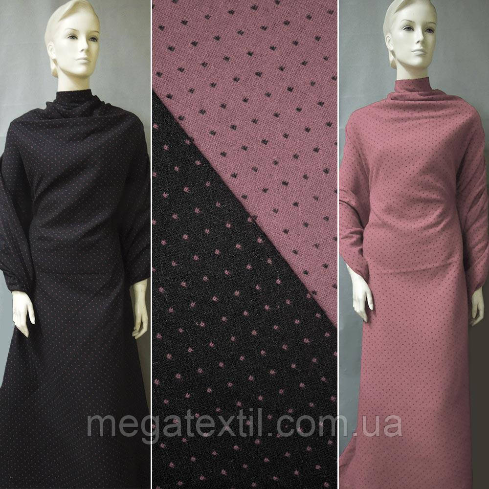 Жаккард костюмний 2-ст. чорно-рожевий крапки ш.150