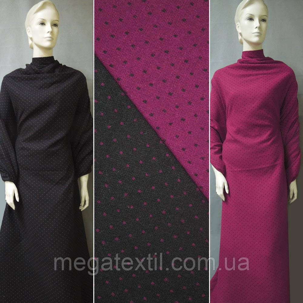 Жаккард костюмний 2-ст. чорно-малиновий крапки ш.150