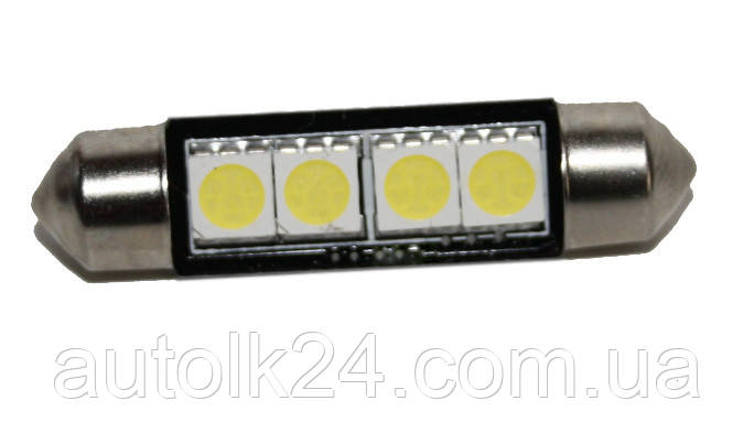 LED-лампа C5W (Red) 42 мм 4 SMD5050 24V колір червоний