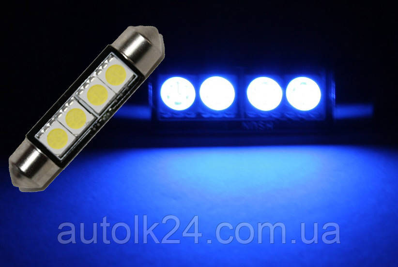LED-лампа C5W (blau) 42 мм 4 SMD5050 24V колір синій