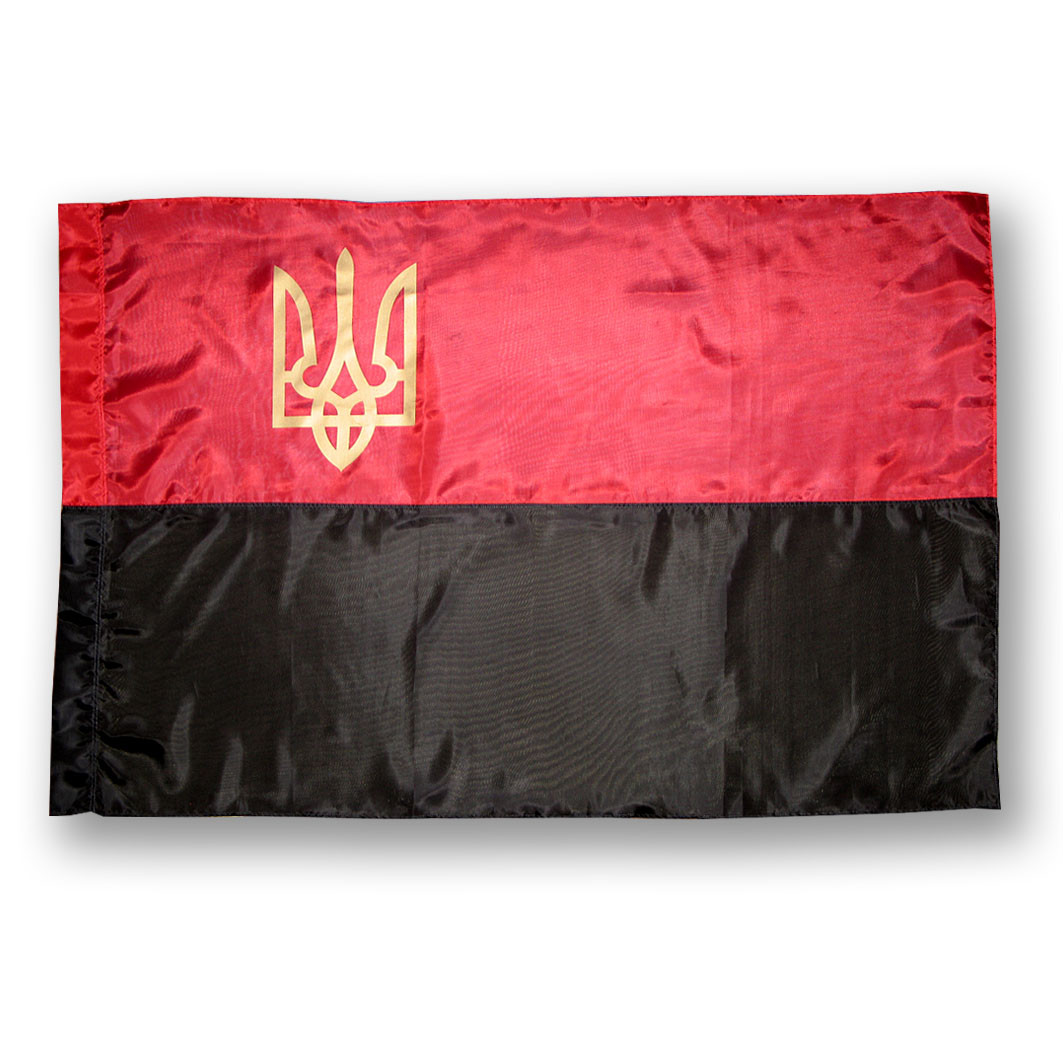 Флаг ОУН-УПА , прапор ОУН-УПА , с гербом , полиэстер , 105×70 см. - фото 1 - id-p50137578
