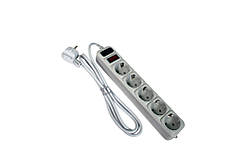 Мережевий подовжувач LP-Х5 5г. с/з із захистом + фільтр, сірий 1,8 м.