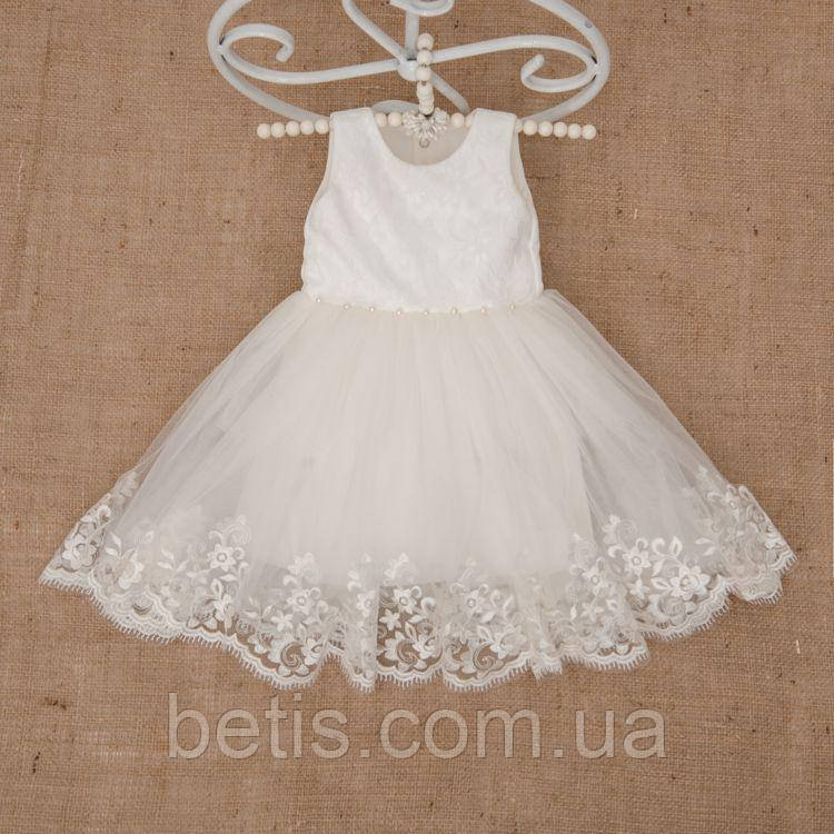 Плаття "Єлізавета" Молочний Атлас,фатін арт.27079822  Зріст 92-54(р)