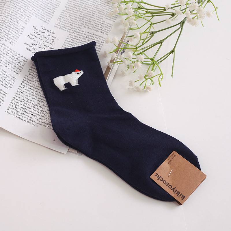 Шкарпетки Середні Жіночі Чоловічі City-A Kikiyasocks Середні Ведмідь Темно-сині 37-41