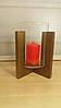 Підсвічник скляний на дерев'яній підставці 70/95 мм, фото 3