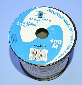 Кабель акуст. CCA прозорий 2х0,50мм кв. Cabletech KAB0354 бухта-100м