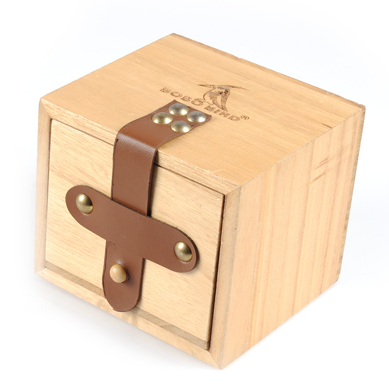 Коробка квадратна подарункова для годин Bobo Bird з шкіряною пряжкою