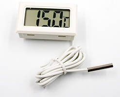 Цифровий термометр із виносним датчиком 2 м для авто, акваріума, квартири. Білий колір