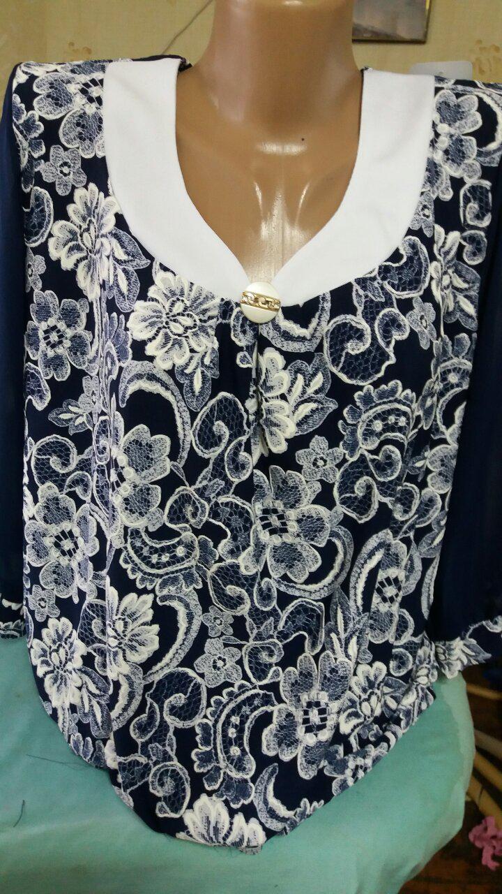 Женская нарядная блузка с цветочным принтом - фото 1 - id-p669710708