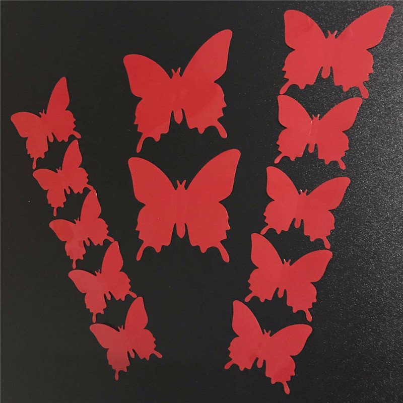 3D бабочки наклейки 12 шт красные 50-120 мм - фото 2 - id-p669712500