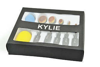 Набір професійних пензликів K16 Kylie Кайлі для нанесення макіяжу 5 шт. і 2 спонжі