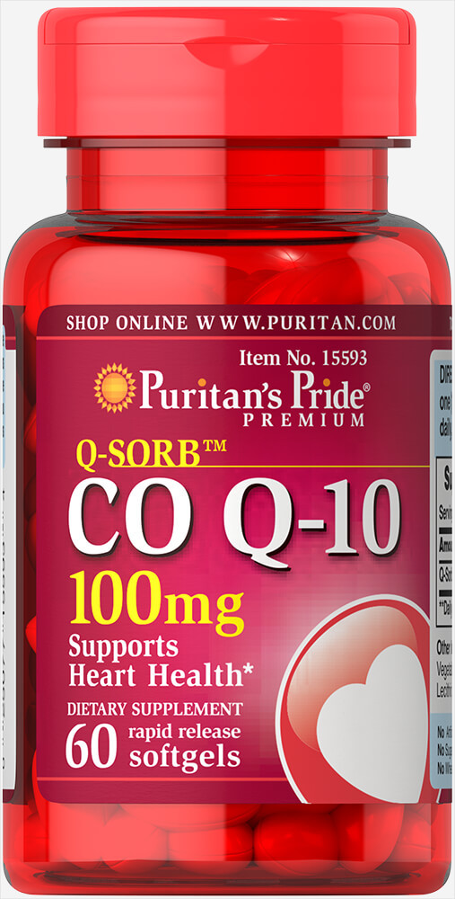 Puritan's Pride Q-SORB Co Q-10 100 mg 60 Softgels, фото 1