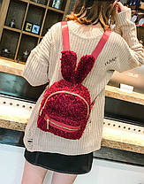 Супер стильний ворсинистый рюкзак з вушками зайця, фото 2