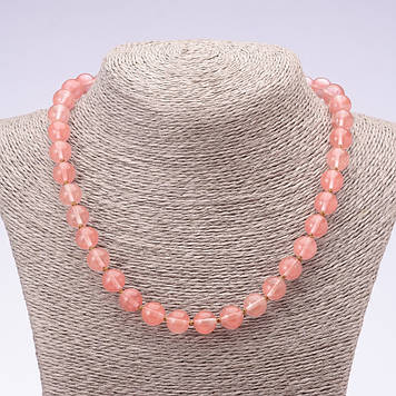 Намисто з натурального каменю Халцедон гладка кулька d-10мм L-45см