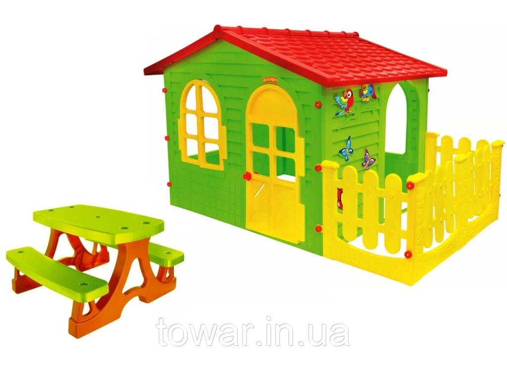 Дитячий будиночок MOCHTOYS XXL з тераою + стіл для пікніка Польща