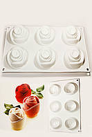 Силіконова форма для мусових десертів і випічки Троянди на 6 комірок