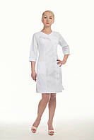 Медицинский халат женский "Health Life" коттон белый с вышивкой 3129