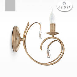 Бра, кремовий настінний світильник металевий зі свічкою та кришталем