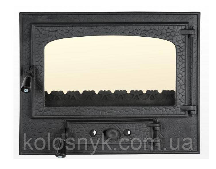 Дверцята для каміна печі барбекю Rustic Mare 580x490 мм. Пічні дверцята зі склом