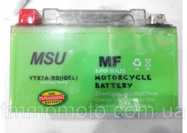 Мотоакумулятор 7A/12V MSU Gel 18го року, фото 1