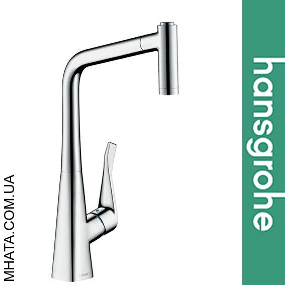 Змішувач Hansgrohe (art 14820000) для кухні Metris 320, з висувним душем