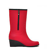 Чоботи жіночі демісезонні модельні гумові (ПВХ) матові ПС 27-2 (червоні), фото 2