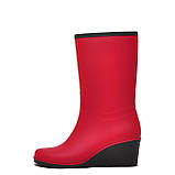 Чоботи жіночі демісезонні модельні гумові (ПВХ) матові ПС 27-2 (червоні), фото 3