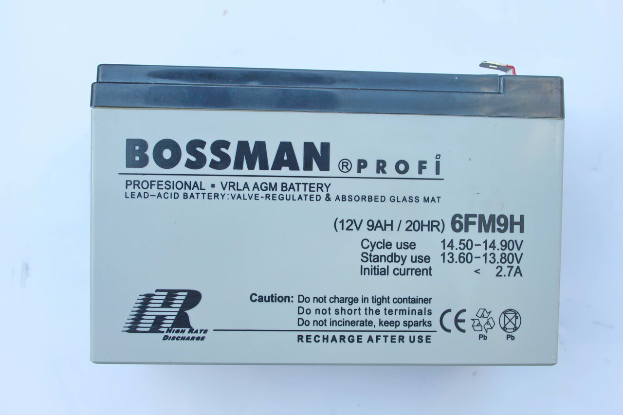 Акумулятор 12 V 9 Ah Bossman profi 6FM9 LA1290HR - фото 3 - id-p31873793