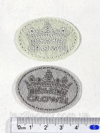 Нашивка Crown світло-сірий 45x34 мм, фото 2