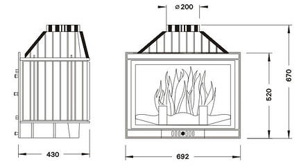 Хіт! Каминна топка Uniflam 700 Standart із шибером (знижка на димарі), фото 3