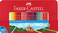 Олівці кольорові Faber-Castell 60 кольорів "Замок" у металевій коробці з аксесуарами, 115894