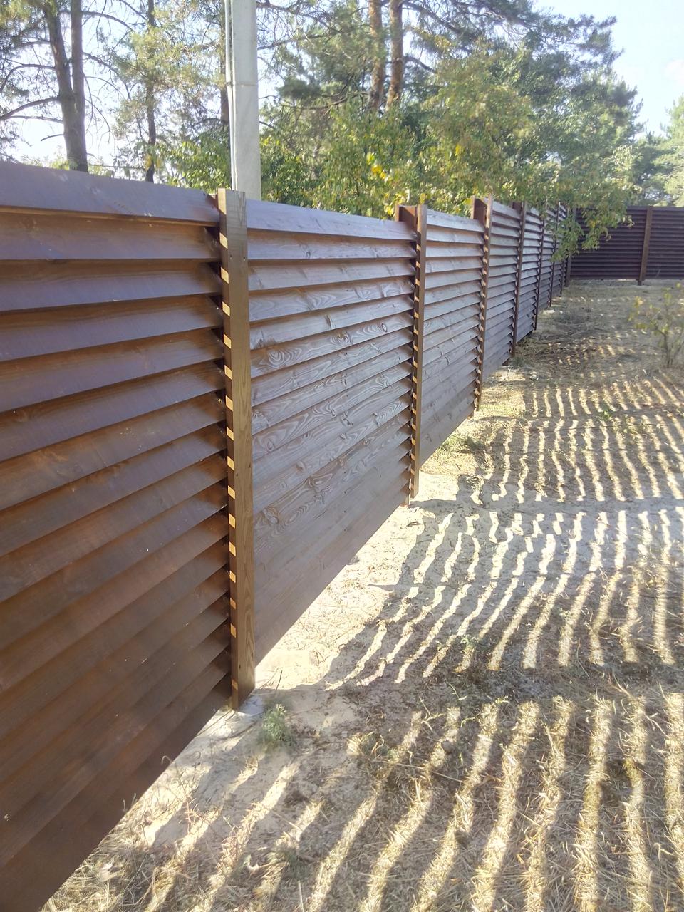Секция забор деревянный жалюзи 2,0х2,0м свежепиленная сырая доска - фото 9 - id-p198962776