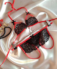 Откровенный комплект женского белья с подвязками-портупеями для чулок. Размеры от XS до XXL, фото 2