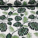 Бавовняна тканина польська листя папороті зелені на білому ДРІБНІ №78, фото 2
