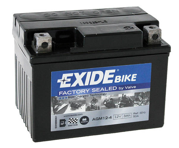Аккумулятор гелевый мото 3Ah 50A EXIDE SLA12-4 = AGM12-4 для Honda Dio ...