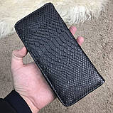 Чоловічий гаманець, портмоне, гаманець, клатч на блискавки в стилі Black Rottweiler Python, чорний колір, фото 5