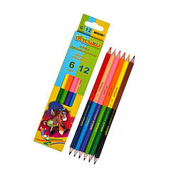 Набір кольорових олівців 6 шт. 12 кольорів "Пегашка"