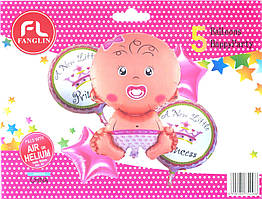 Набір тематичних кульок "Малятко Новонароджена". В упак: 5шт.