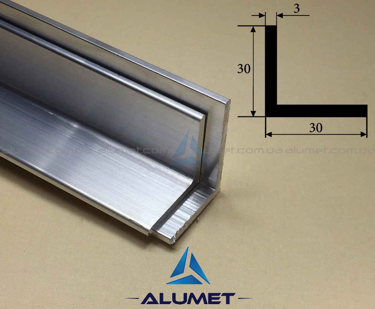 Кутник алюмінієвий 30х30х3 мм анодований ПАС-0051 (БПО-0859)