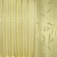 Жакард для штор петлевидний тюльпани жовто-лимонний, ш.280