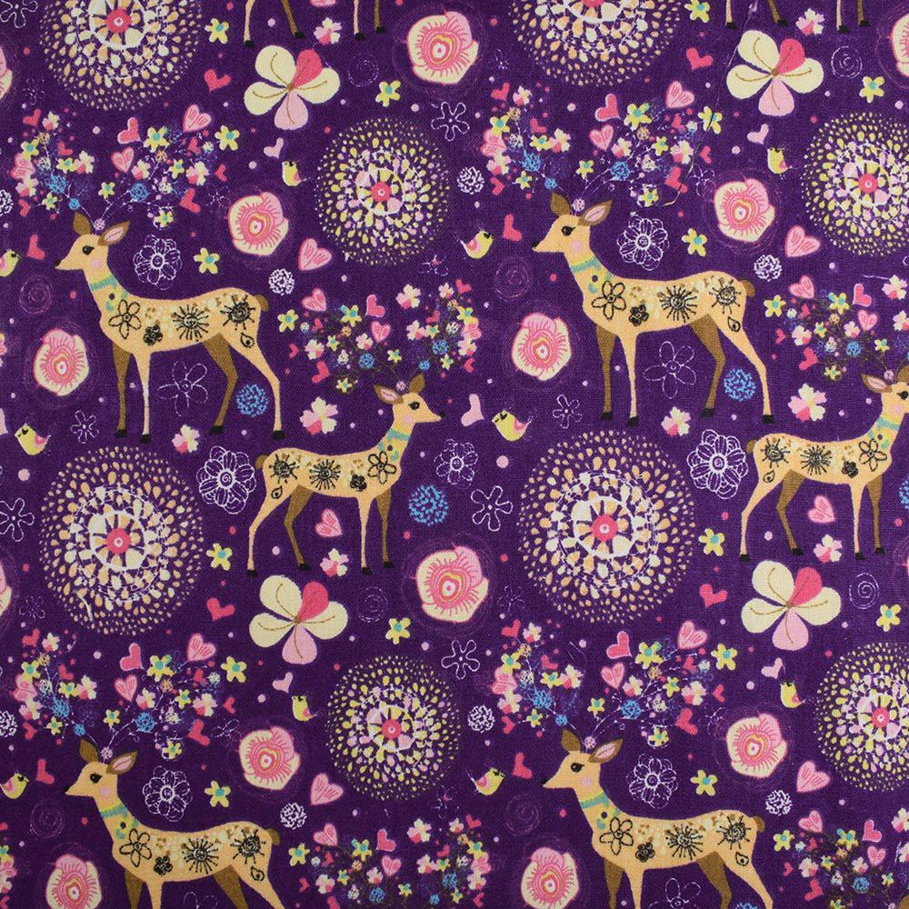 Деко-льон фіолетовий в квіти і олені ш.145