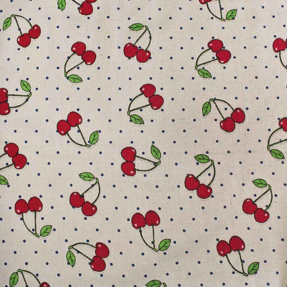 Деко-льон пісочний в червоно-зелені вишні, синій горох ш.150